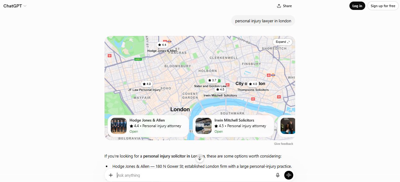 ChatGPT's Local Pack Is Google Maps (not Bing, not YELP): A DevTools Experiment